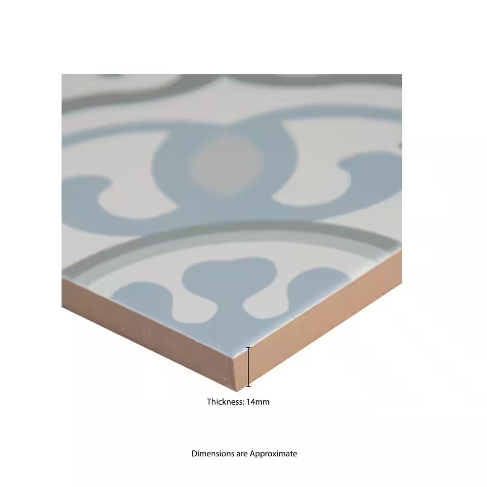 Encaustic Blume Matte 8x8 Porcelain Patterned Look Floor and Wall Tile, 14mm, 12pcs, 36 lbs, 5.16sf, Retail: $2.99sf // $15.93 bx, FINAL PRICE: $1.79sf // $9.24 bx/sf