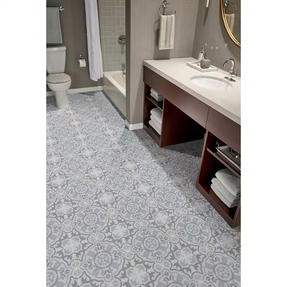 Encaustic Blume Matte 8x8 Porcelain Patterned Look Floor and Wall Tile, 14mm, 12pcs, 36 lbs, 5.16sf, Retail: $2.99sf // $15.93 bx, FINAL PRICE: $1.79sf // $9.24 bx/sf