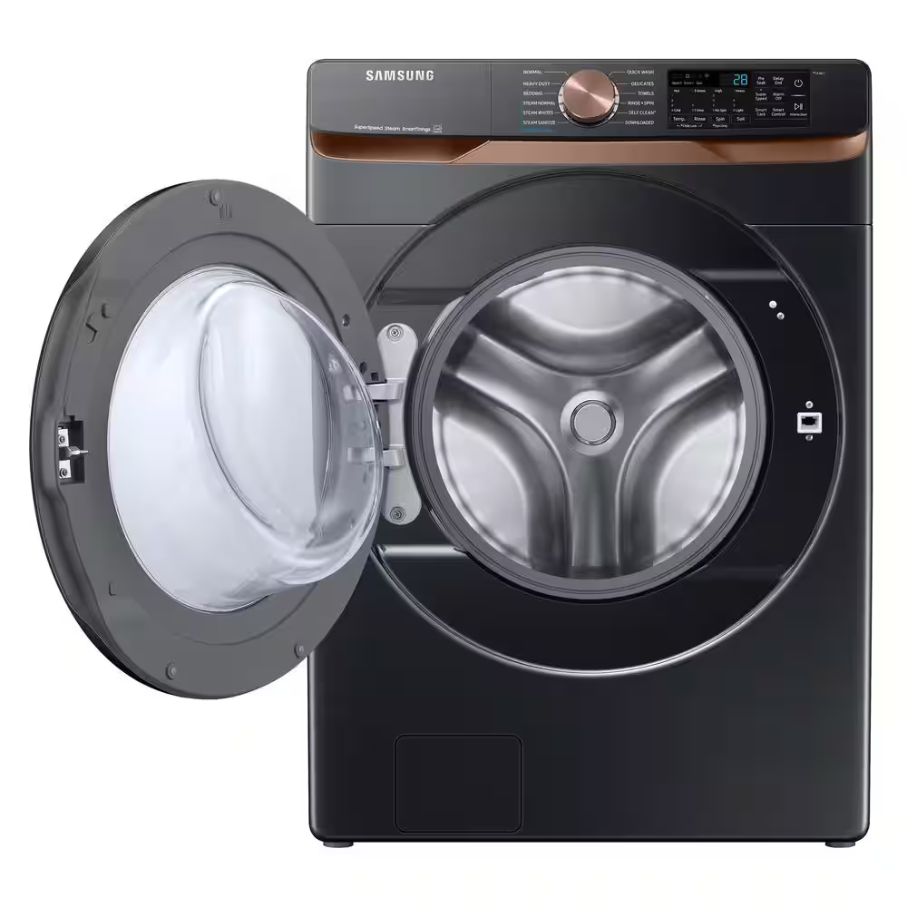 Samsung 5-cu ft High Efficiency Stackable Steam Cycle Smart Front-Load Washer (Brushed Black) ENERGY STAR