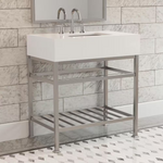 **ASSEMBLY REQUIRED** Pelham & White Manchester 31-Inch Vanity with Cultured Carrara Marble White Console Sink Top and Leg Combo in Brushed Nickel, PWC1100-BN, [FB285], FINAL PRICE: $299.99 + Tax