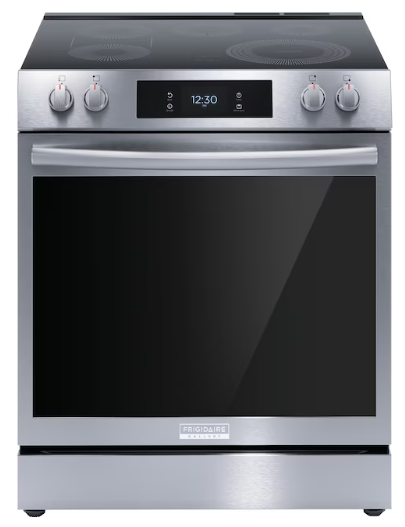Frigidaire Gallery 30-in Glass Top 5 burners 6.2-cu ft Air Fry Convection Oven Slide-In Electric Range ( Fingerprint Resistant Stainless Steel )