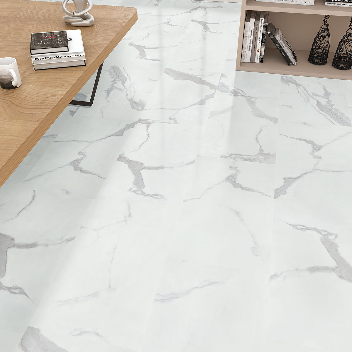 Trecento Calacatta Marbello 12x24 Luxury Vinyl Plank Flooring, ** No Padding** VTRCALMAR12X24-5MM-12MIL, 4mm, 12mil, 35lbs, 19.37sf, 12pcs, FINAL PRICE: $0.99/sf, $19.18/bx