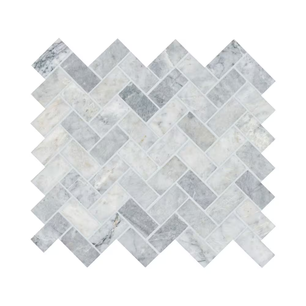 Capri Blue Herringbone 12x12 Honed Marble Mesh-Mounted Mosaic, SMOT-CAPBLU-HBH, 9.4sf, 10 pcs, 47 lbs, FINAL PRICE: $7.99/pc, $79.90/box + Tax