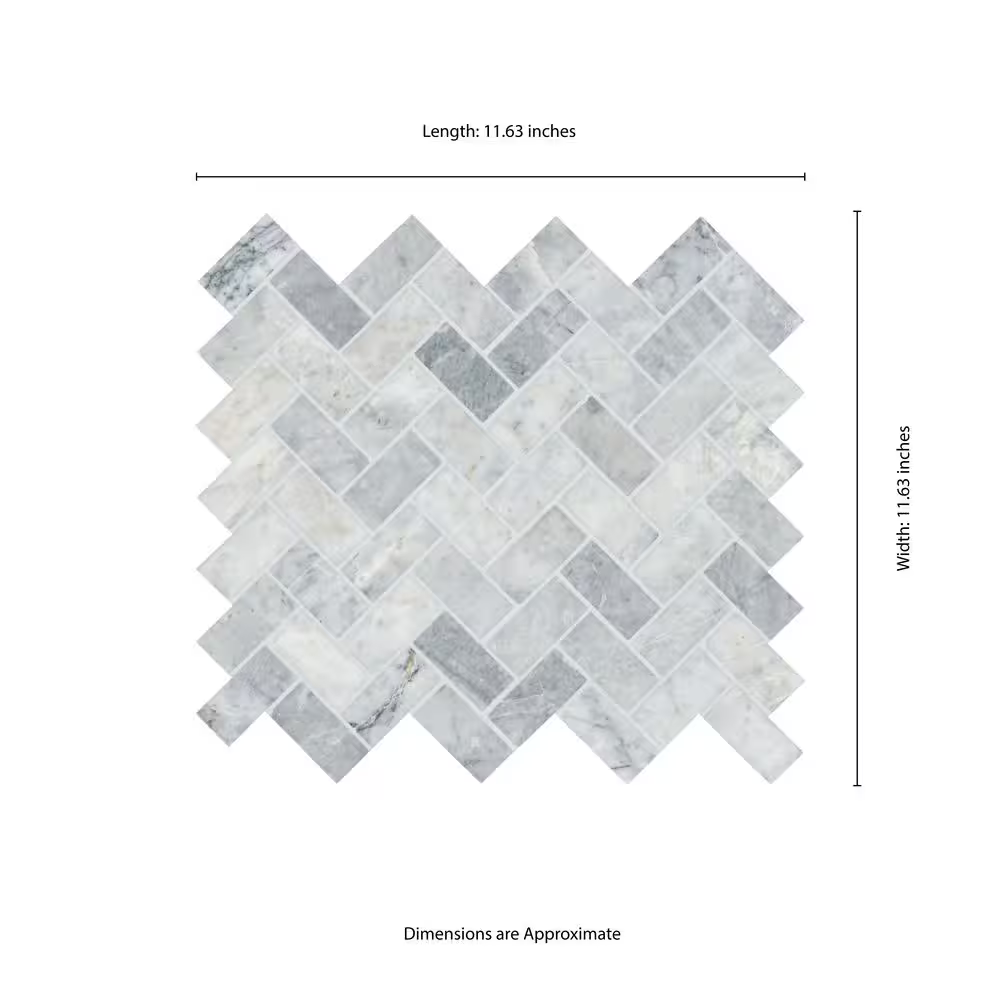 Capri Blue Herringbone 12x12 Honed Marble Mesh-Mounted Mosaic, SMOT-CAPBLU-HBH, 9.4sf, 10 pcs, 47 lbs, FINAL PRICE: $7.99/pc, $79.90/box + Tax