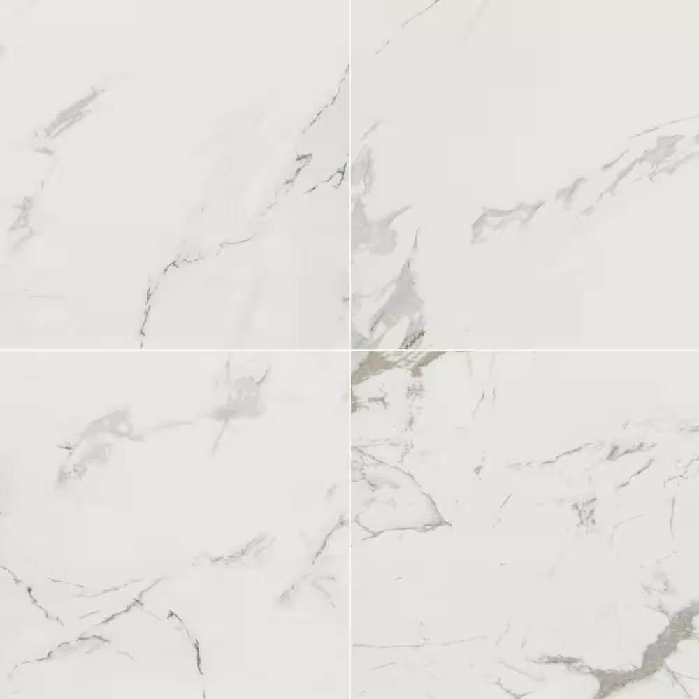 Carrara Marble 24x24 Polished Tile, 9.39mm, 4pcs, 70 lbs, 16sf, Retail: $1.99/sf, FINAL PRICE: $0.99/sf, $15.84 /bx + Tax