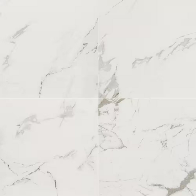 Carrara Marble 24x24 Polished Tile, 9.39mm, 4pcs, 70 lbs, 16sf, Retail: $1.99/sf, FINAL PRICE: $0.99/sf, $15.84 /bx + Tax