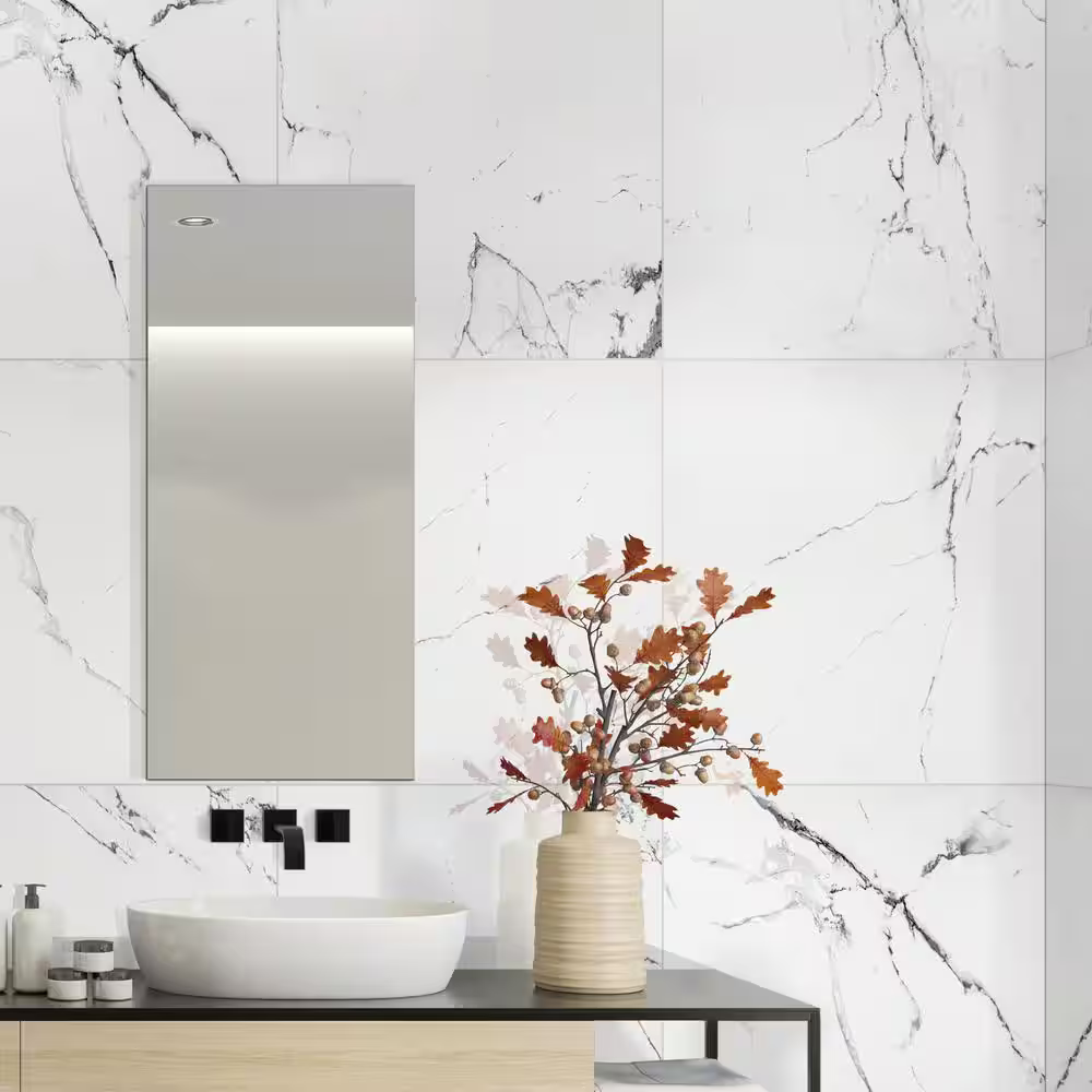 Carrara Marble 24x24 Polished Tile, 9.39mm, 4pcs, 70 lbs, 16sf, Retail: $1.99/sf, FINAL PRICE: $0.99/sf, $15.84 /bx + Tax