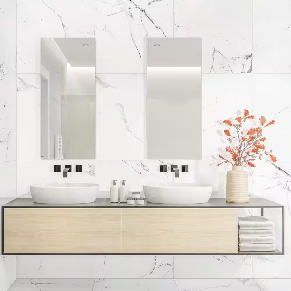 Carrara Marble 24x24 Polished Tile, 9.39mm, 4pcs, 70 lbs, 16sf, Retail: $1.99/sf, FINAL PRICE: $0.99/sf, $15.84 /bx + Tax