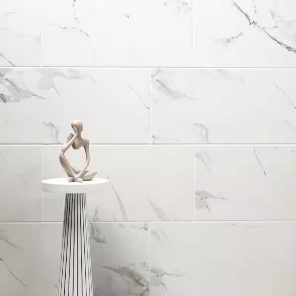 Carrara White Polished 12x24 Tile, NHDCARR1224P, 9mm, 62lbs, 16sf, 8pcs, FINAL PRICE: $1.29/sf, $20.64/bx