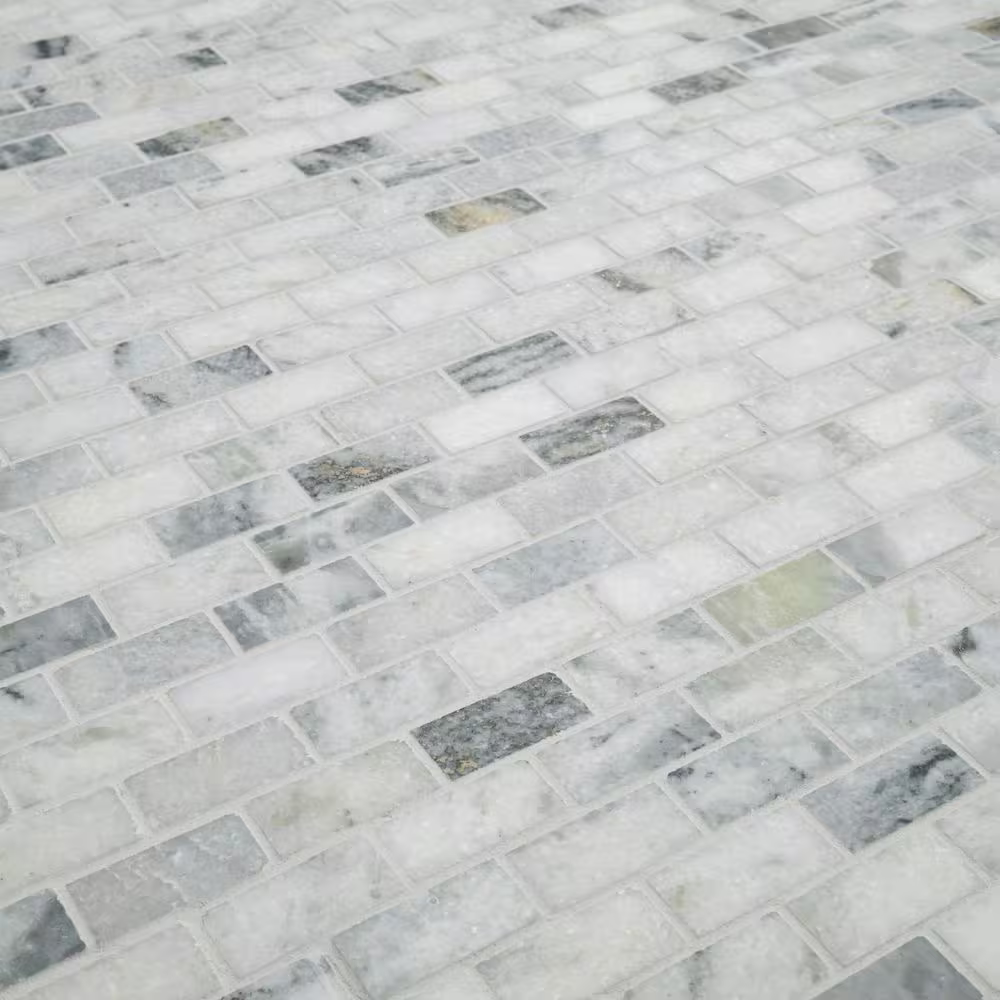 Carrara Classique Brick 12x12 Honed Marble Mesh-Mounted Mosaic, SMOT-CAR-1X2H, 9.7sf, 10 pcs, 45 lbs, FINAL PRICE: $3.99/pc, $39.90/box + Tax