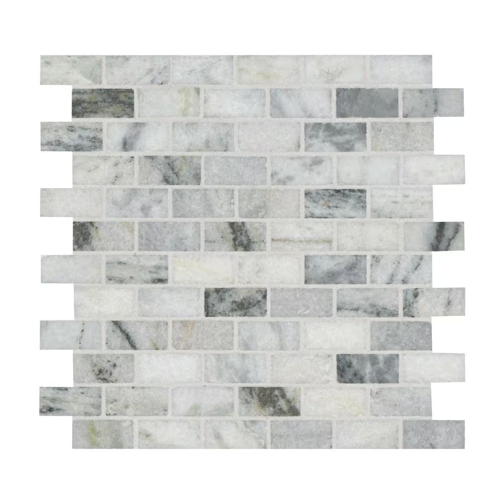 Carrara Classique Brick 12x12 Honed Marble Mesh-Mounted Mosaic, SMOT-CAR-1X2H, 9.7sf, 10 pcs, 45 lbs, FINAL PRICE: $3.99/pc, $39.90/box + Tax