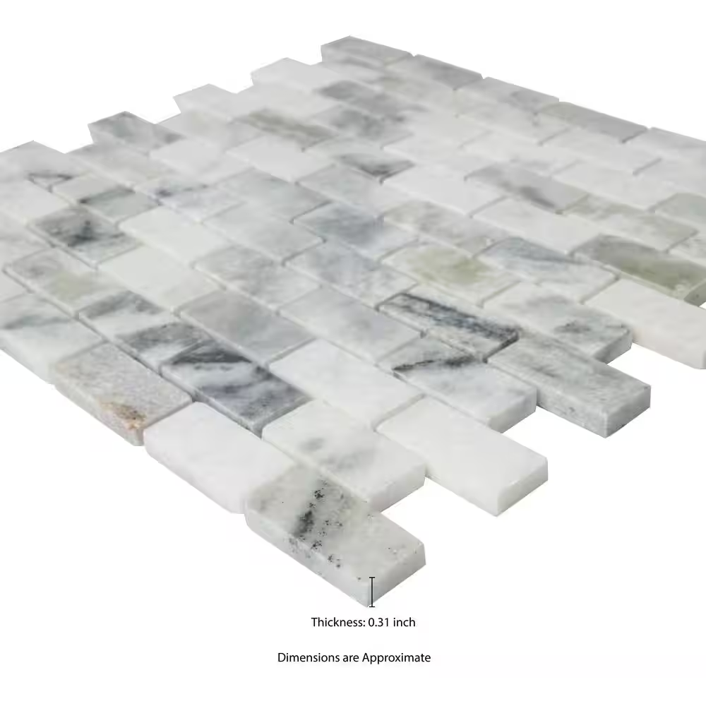 Carrara Classique Brick 12x12 Honed Marble Mesh-Mounted Mosaic, SMOT-CAR-1X2H, 9.7sf, 10 pcs, 45 lbs, FINAL PRICE: $3.99/pc, $39.90/box + Tax