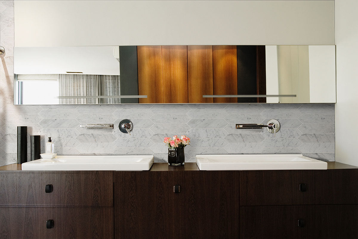 **PER PC** Carrara White Picket Honed 3x12 Mosaic, 8.9sf, 10 pcs, 50 lbs, Retail: $14.73/pc, FINAL PRICE: $5.99/pc