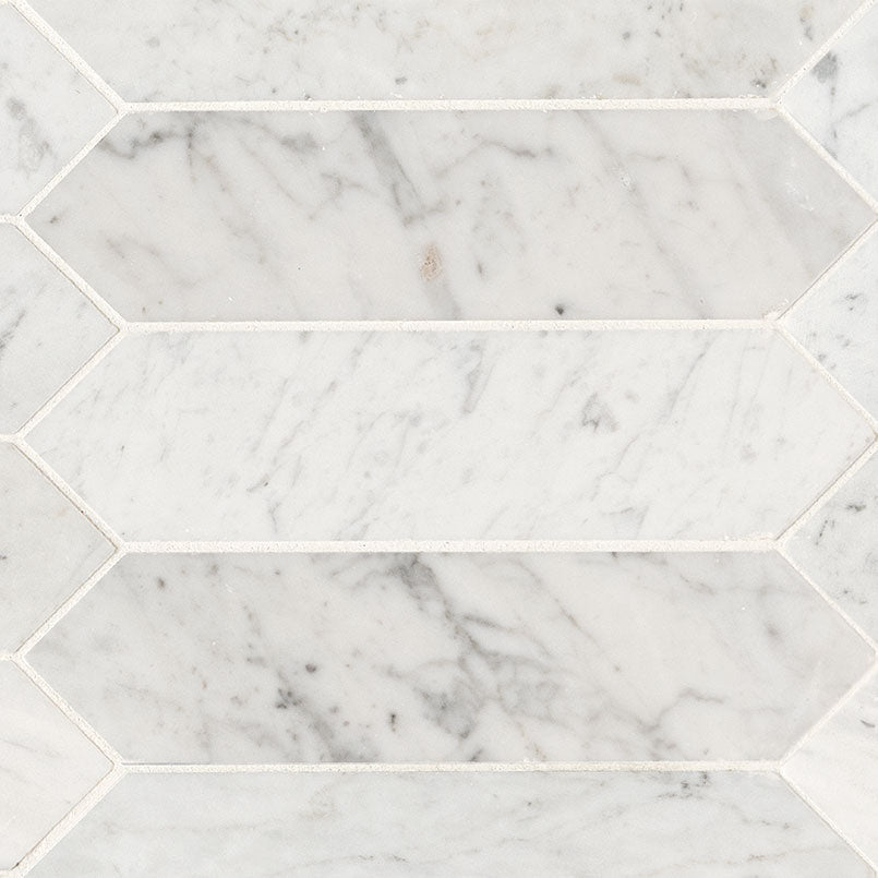 **PER PC** Carrara White Picket Honed 3x12 Mosaic, 8.9sf, 10 pcs, 50 lbs, Retail: $14.73/pc, FINAL PRICE: $5.99/pc