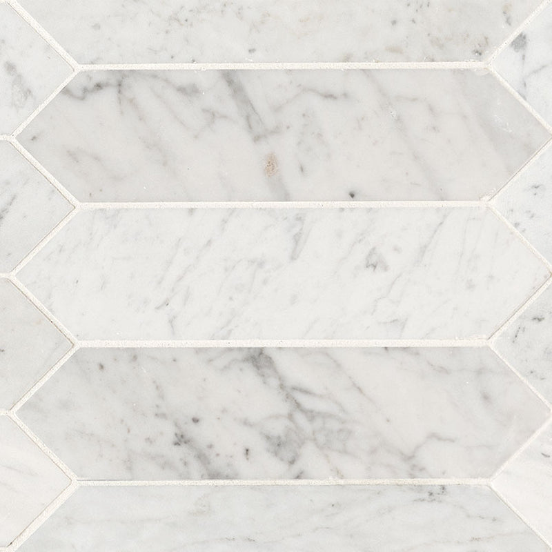 **PER PC** Carrara White Picket Honed 3x12 Mosaic, 8.9sf, 10 pcs, 50 lbs, Retail: $14.73/pc, FINAL PRICE: $5.99/pc
