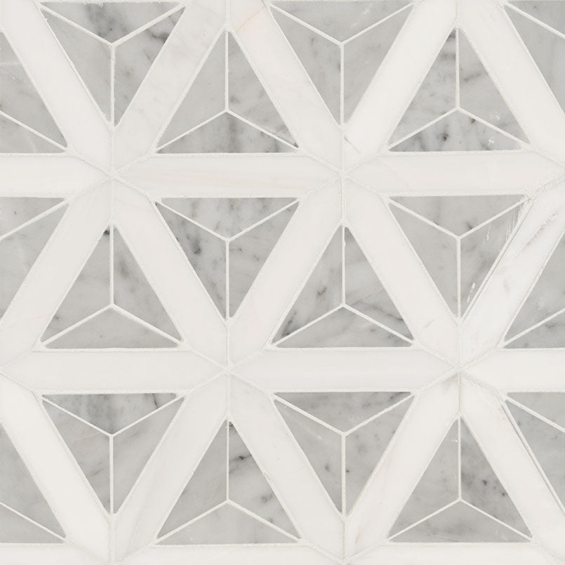 Carrara White Faceted 9x12 Polished Marble Mesh-Mounted Mosaic Floor and Wall Tile, SMOT-CAR-FACEP, 7.7sf, 10 pcs, 40 lbs, FINAL PRICE: $12.99/pc, $129.9/box + Tax