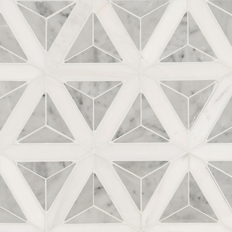 Carrara White Faceted 9x12 Polished Marble Mesh-Mounted Mosaic Floor and Wall Tile, SMOT-CAR-FACEP, 7.7sf, 10 pcs, 40 lbs, FINAL PRICE: $12.99/pc, $129.9/box + Tax
