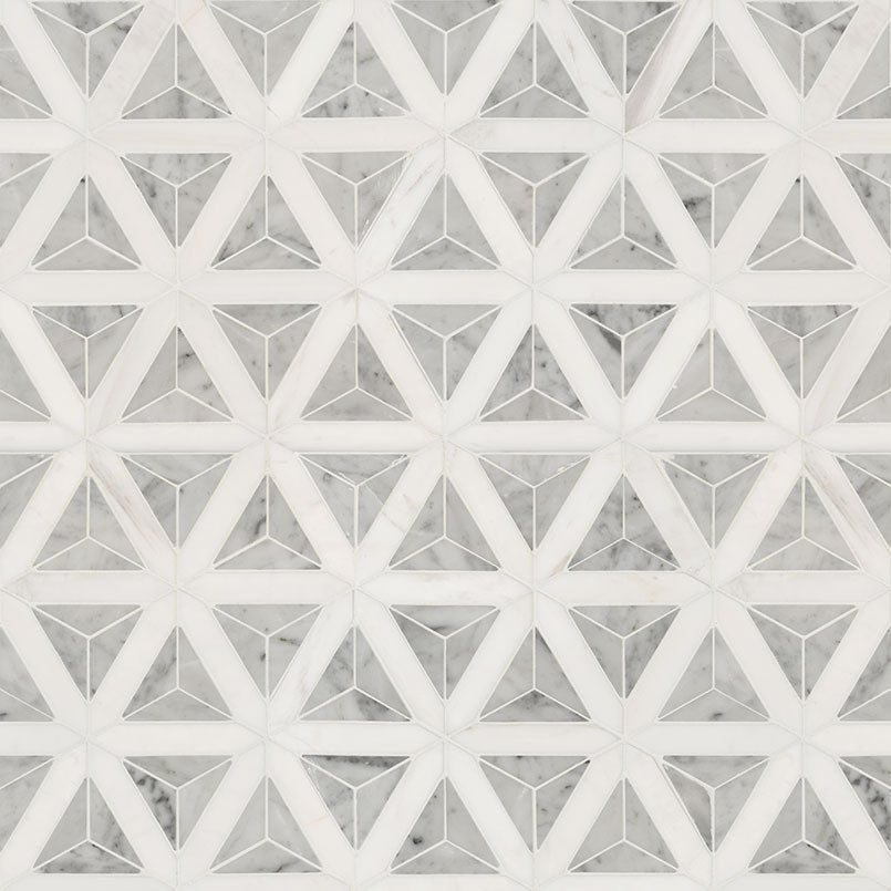 Carrara White Faceted 9x12 Polished Marble Mesh-Mounted Mosaic Floor and Wall Tile, SMOT-CAR-FACEP, 7.7sf, 10 pcs, 40 lbs, FINAL PRICE: $12.99/pc, $129.9/box + Tax