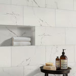 **PER BOX** Carrara White 12x24 Polished Tile, NHDCARWHI1224, 8.89mm, 16sf, 8pcs, 65lbs, FINAL PRICE: $1.19/sf, $19.04/bx