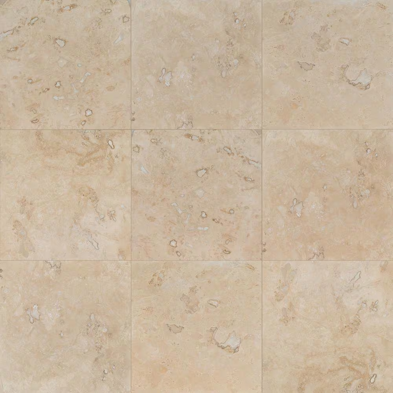 ** PALLET SALE: 27sf (3 boxes)  ** Castle Natural Travertine 18x18 Matte Stone Floor and Wall Tile, TTCAS1818HF, 12.7mm, 4pcs, 52 lbs, 9sf, Retail: $3.00/sf, FINAL PRICE: $1.99/sf, $17.91 + Tax