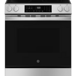 GE Crisp Mode 30-in Glass Top 5 burners 5.3-cu ft Slide-In Electric Range ( Stainless Steel )