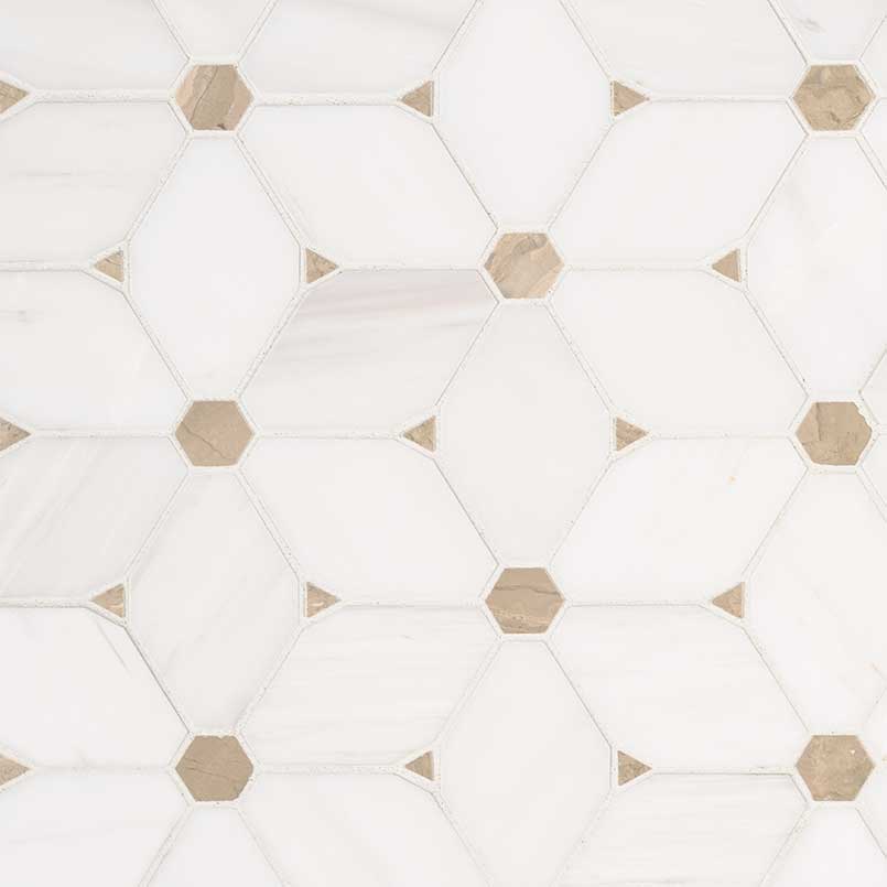 Cecily Creme 11x12 Polished Marble Mesh-Mounted Mosaic Floor and Wall Tile, SMOT-CECILY-POL10MM, 9.5sf, 10 pcs, 54 lbs, FINAL PRICE: $7.99/pc, $79.90/box + Tax