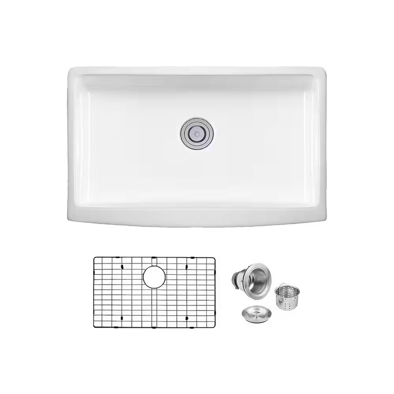 Pelham & White 29.75" Fireclay Apron Kitchen Sinks with Bottom Grid and Drain, PWS502, [FB217], FINAL PRICE: $199.99 + Tax