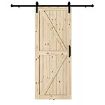 Artisan 37x84 Artisan Unfinished Natural Pine Sliding Barn Door with Black Hardware Kit ** ASSEMBLY REQUIRED **, [FB296]