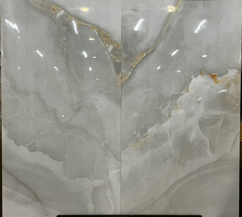 Marquina Onyx Gris 24x48 Polished Tile, 9mm, 2pcs, 60lbs, 15.5sf, FINAL PRICE: $1.99/sf, $15.43/pc $30.85/bx,