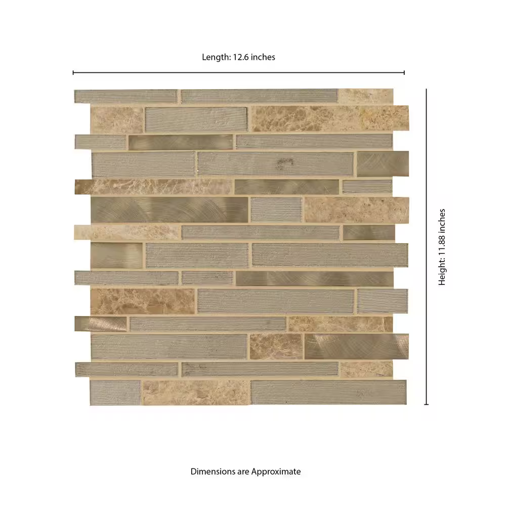 **PER PCS** Champagne Toast Interlocking 12x12 Stone/Glass Mesh-Mounted Mosaic, SGLSMTIL-CHATST, 4mm, 20pcs, 30 lbs, 20sf, Retail: $7.85/pc, FINAL PRICE: $3.99/pc + Tax