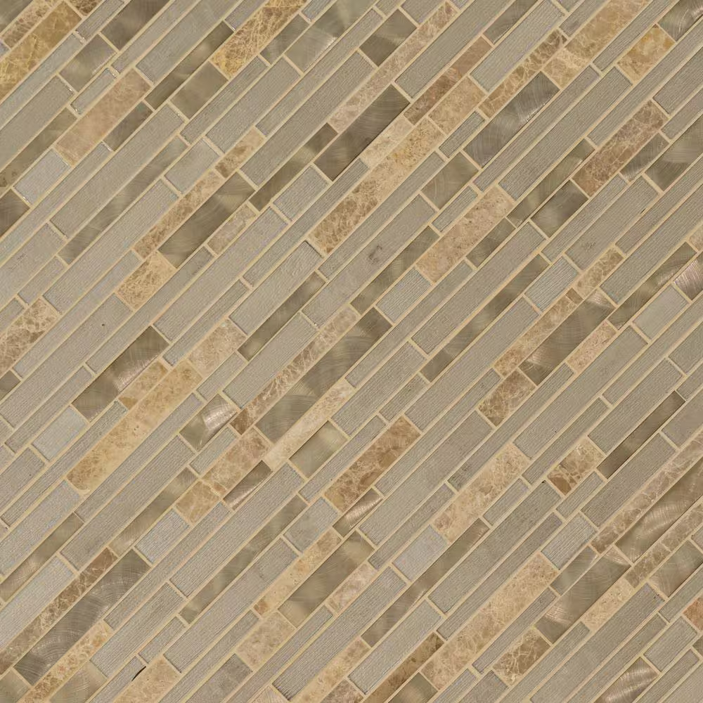 **PER PCS** Champagne Toast Interlocking 12x12 Stone/Glass Mesh-Mounted Mosaic, SGLSMTIL-CHATST, 4mm, 20pcs, 30 lbs, 20sf, Retail: $7.85/pc, FINAL PRICE: $3.99/pc + Tax