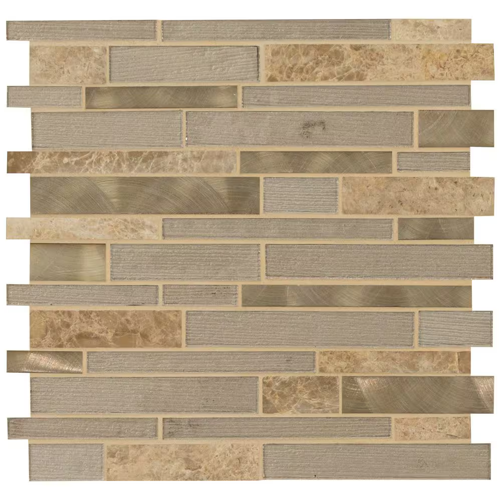 **PER PCS** Champagne Toast Interlocking 12x12 Stone/Glass Mesh-Mounted Mosaic, SGLSMTIL-CHATST, 4mm, 20pcs, 30 lbs, 20sf, Retail: $7.85/pc, FINAL PRICE: $3.99/pc + Tax
