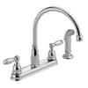 Delta Foundations Two Handle Kitchen Faucet with Spray in Chrome, 21988LF, MRSP: $152.2, FINAL PRICE: $ + TAX