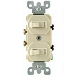 Leviton Combination Two Switches Standard. 15A 120/277V AC/CA. No 5224