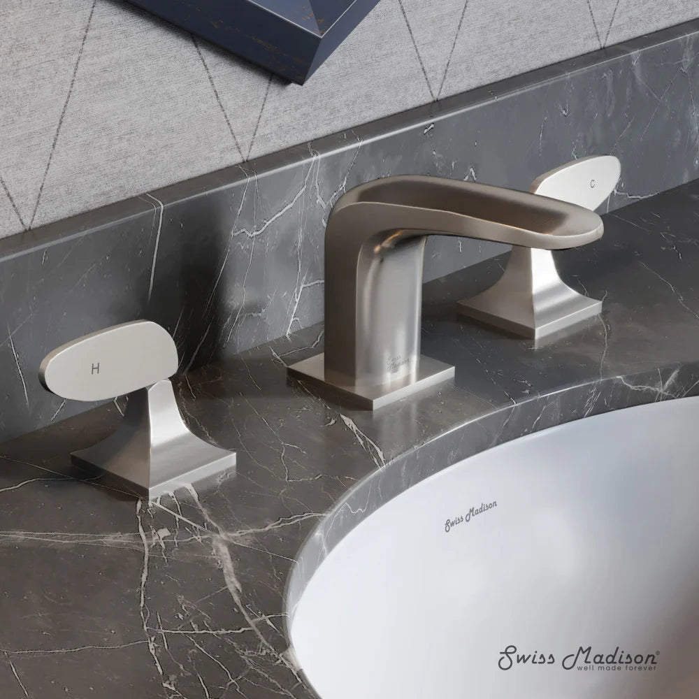 Swiss Madison Chateau  Widespread Faucet in Brushed Nickel, SM-BF02BN, MSRP: $239.88, FINAL  PRICE: $79.99 + TAX