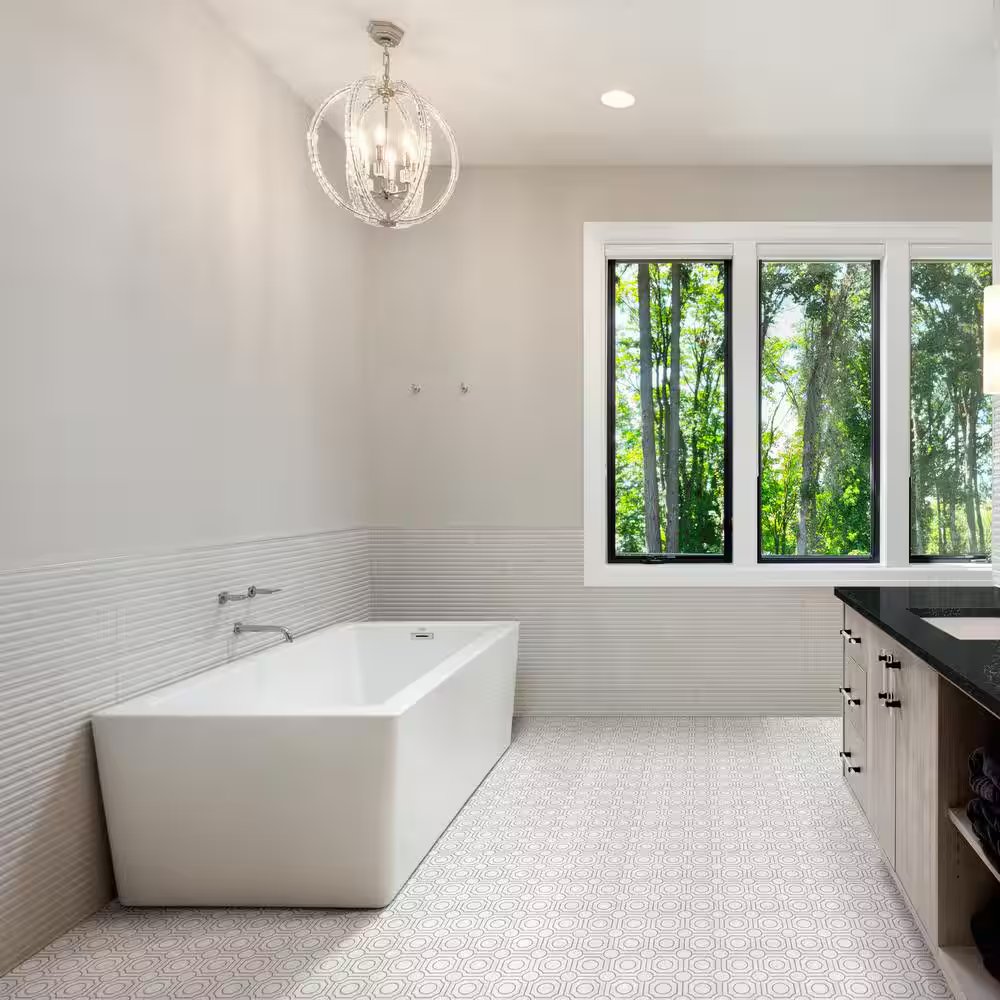 **PALLET SALE - 8 pcs @ $12.50/pc, $99.99 + Tax** Bianco Dolomite Regency 10x10 Polished Marble Mesh-Mounted Mosaic, SMT-BINDL-REGPC, 9.9mm, 10pcs, 5.5 lbs, 6.9sf, Retail: $32.04/pc, FINAL PRICE: $15.99/pc + Tax