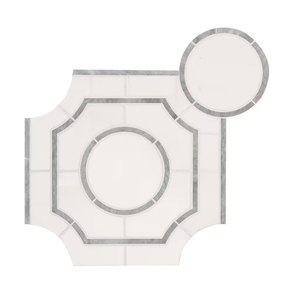 **PALLET SALE - 8 pcs @ $12.50/pc, $99.99 + Tax** Bianco Dolomite Regency 10x10 Polished Marble Mesh-Mounted Mosaic, SMT-BINDL-REGPC, 9.9mm, 10pcs, 5.5 lbs, 6.9sf, Retail: $32.04/pc, FINAL PRICE: $15.99/pc + Tax