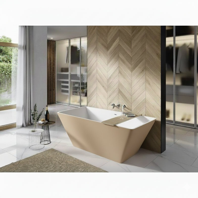 Acquabella Apex Center Drain 66x33 Freestanding Bathtub in Snow White and Brown, APB6633MBNW, Retail: $10,000.00, FINAL PRICE: $1,499.99 + TAX