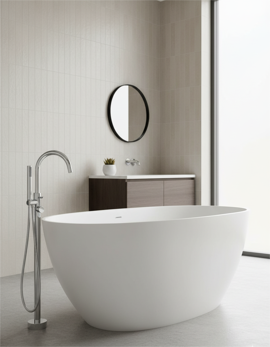 Acquabella Asteri Center Drain 59x32 Freestanding Bathtub in Snow White Gloss, AST59FST-G, Retail: $10,000.00, FINAL PRICE: $1,499.99 + TAX