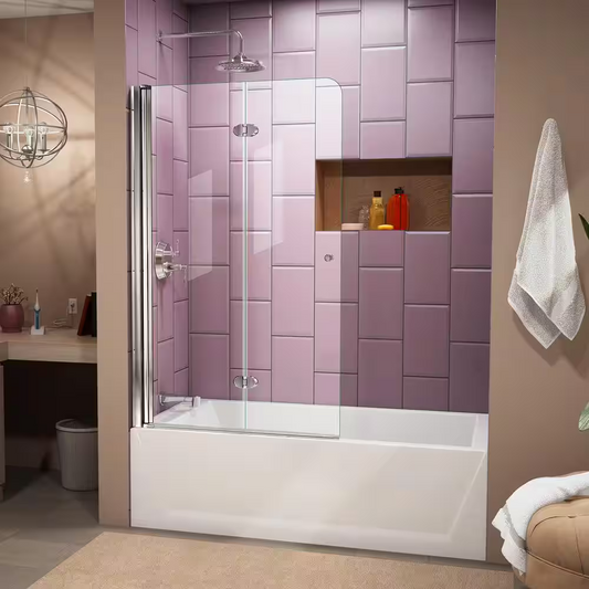 DreamLine Aqua Fold 36 in. x 58 in. Frameless Hinged Tub Door in Chrome, SHDR-3636580-01