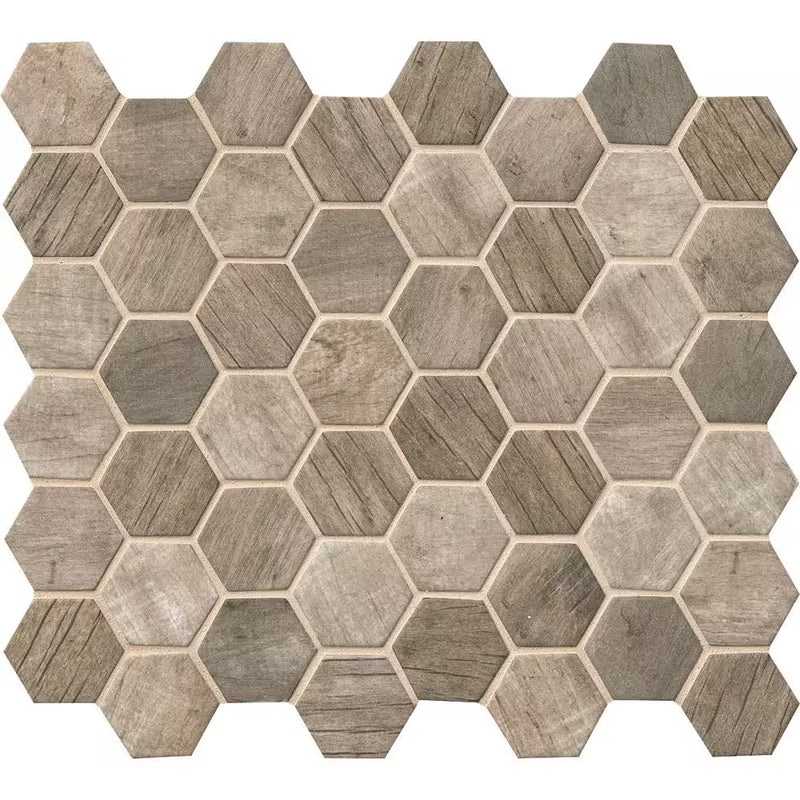 Driftwood 2-in Hexagon 12x12  Mosaic, 14.7sf, 15 pcs, 45 lbs, FINAL PRICE: $7.99/pc, $119.85/box + Tax