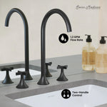 Swiss Madison Daxton Cross Handle Widespread Faucet in Matte Black, SM-BF101MB, MSRP: $284.89, FINAL  PRICE: $99.99 + TAX
