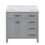 Roma 36-inch Vanity in Gray with Custom Quartz Top, VV136G-CQTSQ, Retail: $1,399.95, CLEARANCE PRICE: $599.99 + TAX