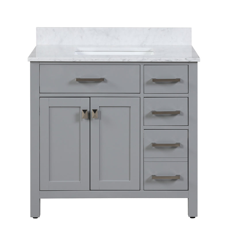 Roma 36-inch Vanity in Gray with Custom Quartz Top, VV136G-CQTSQ, Retail: $1,399.95, CLEARANCE PRICE: $599.99 + TAX