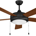 Wagonway Breezium 52-in Matte Black with Black Forest/Rosewood Blades Ceiling Fan With Light 5-Blade