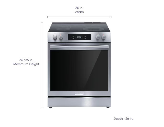 Frigidaire Gallery 30-in Glass Top 5 burners 6.2-cu ft Air Fry Convection Oven Slide-In Electric Range ( Fingerprint Resistant Stainless Steel )
