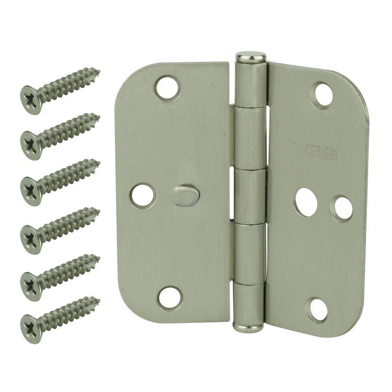 Everbilt 3-1/2 In. X 5/8 In. Radius Satin Nickel Security Door Hinge Value Pack (3-Pack)