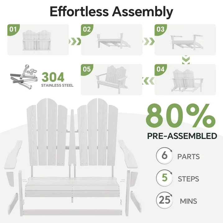 SERWALL Outdoor Bench Folding Adirondack Bench HDPE All-Weather Adirondack Loveseat for Park + Deck + Lawn + Garden, A041-093-001 *HD2509, Retail: $329.99, FINAL PRICE: $149.99 + TAX
