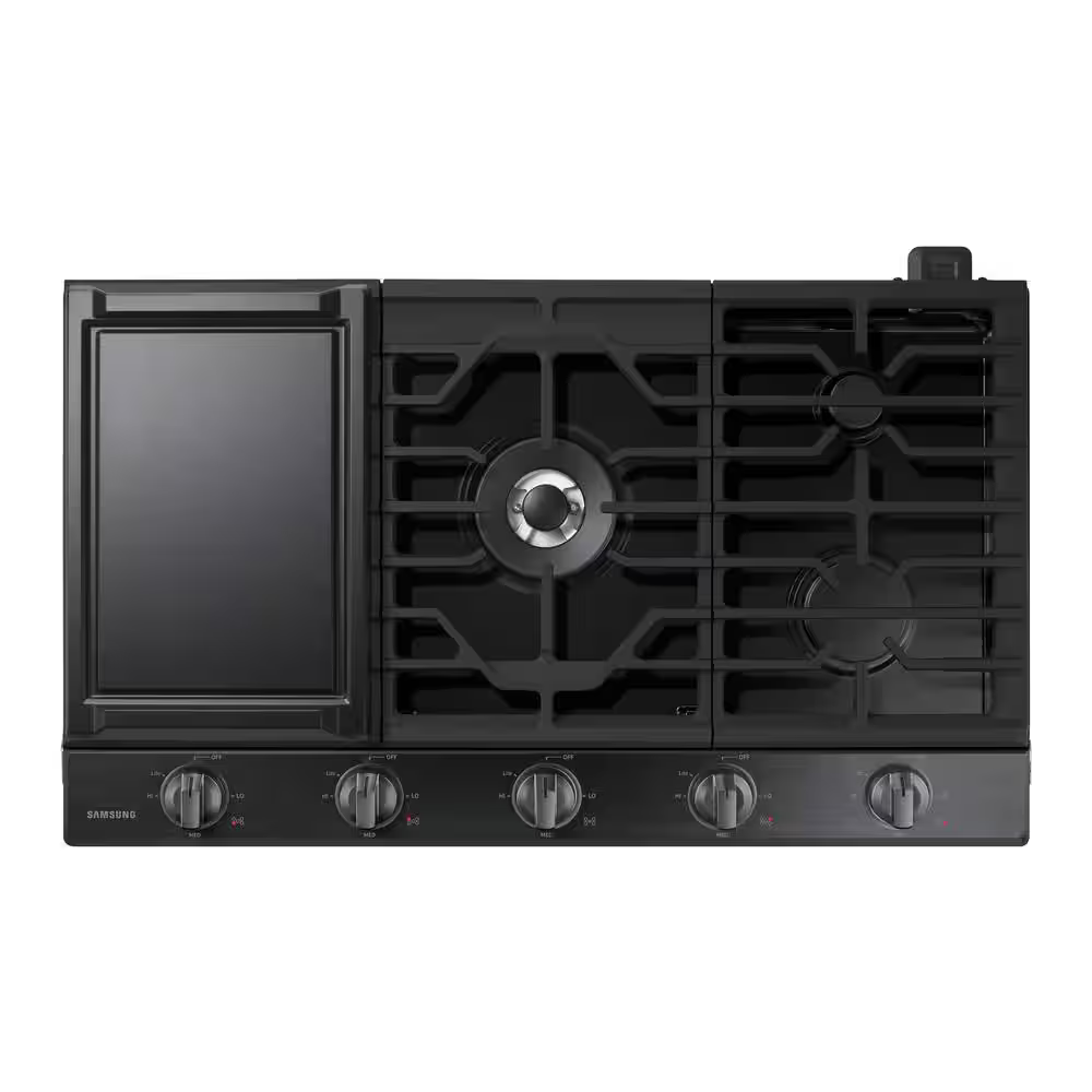 Samsung 36-in 5 burners Black Stainless Steel Gas Cooktop (Griddle Included), NA36N6555TG *JR2510, Retail: $1,849.00, FINAL PRICE: $799.99 + TAX