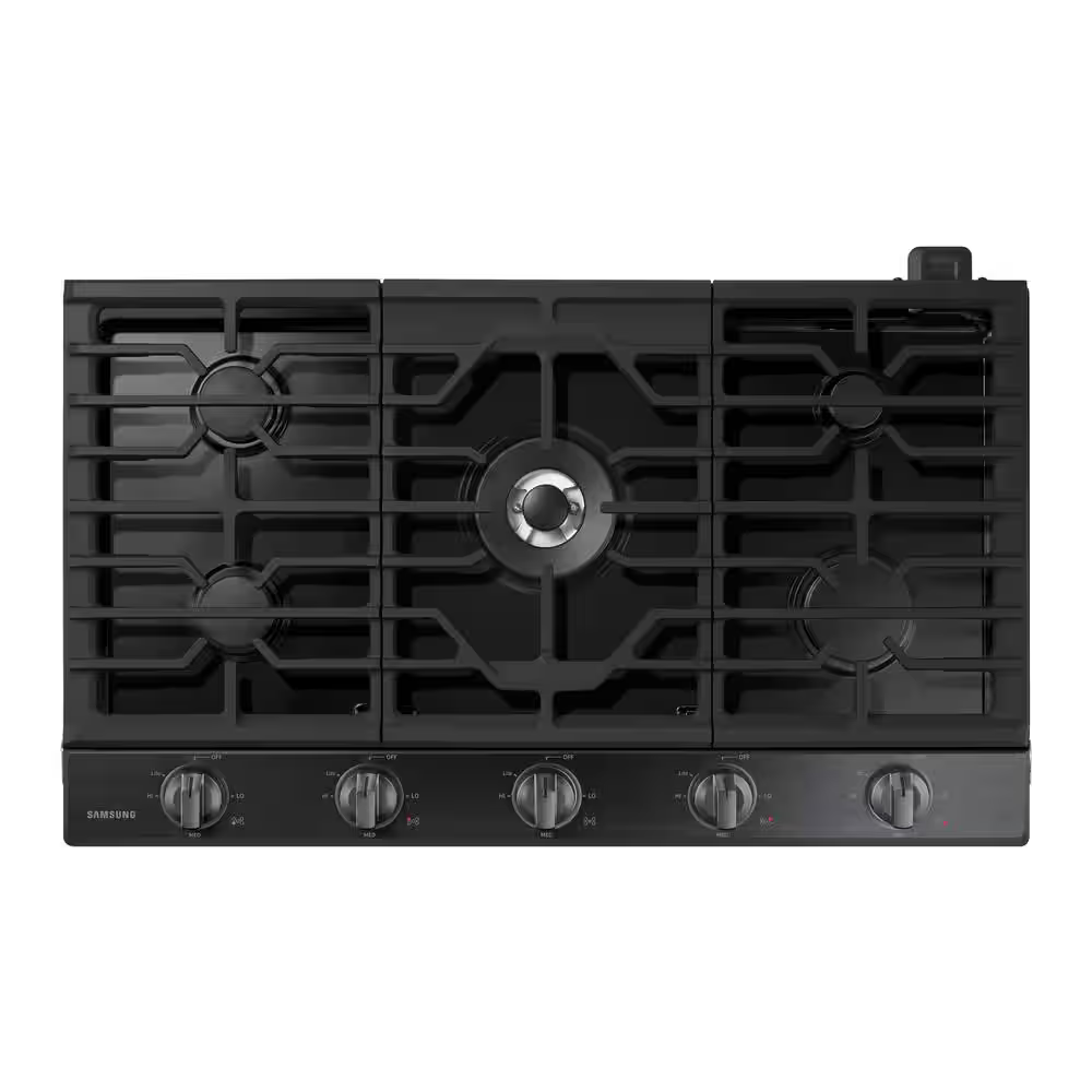 Samsung 36-in 5 burners Black Stainless Steel Gas Cooktop (Griddle Included), NA36N6555TG *JR2510, Retail: $1,849.00, FINAL PRICE: $799.99 + TAX